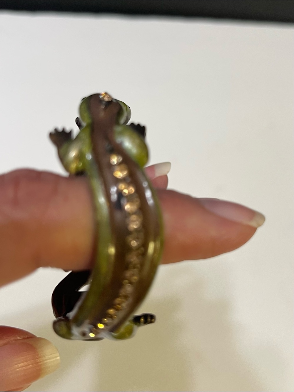 Chico's Green and Brown Lizard Bracelet with Gold Accents